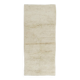 Minimalist Vintage Hand-Knotted Turkish Tulu Runner Rug Made of Natural Ivory Wool, Custom Options Available