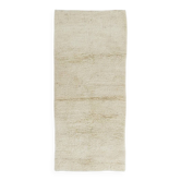 Minimalist Vintage Hand-Knotted Turkish Tulu Runner Rug Made of Natural Ivory Wool, Custom Options Available