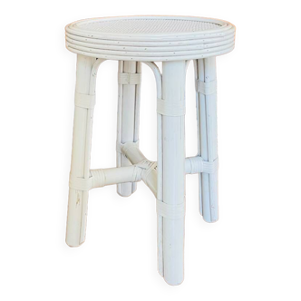 Vintage white rattan stool