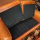 Vintage fawn leather club sofa