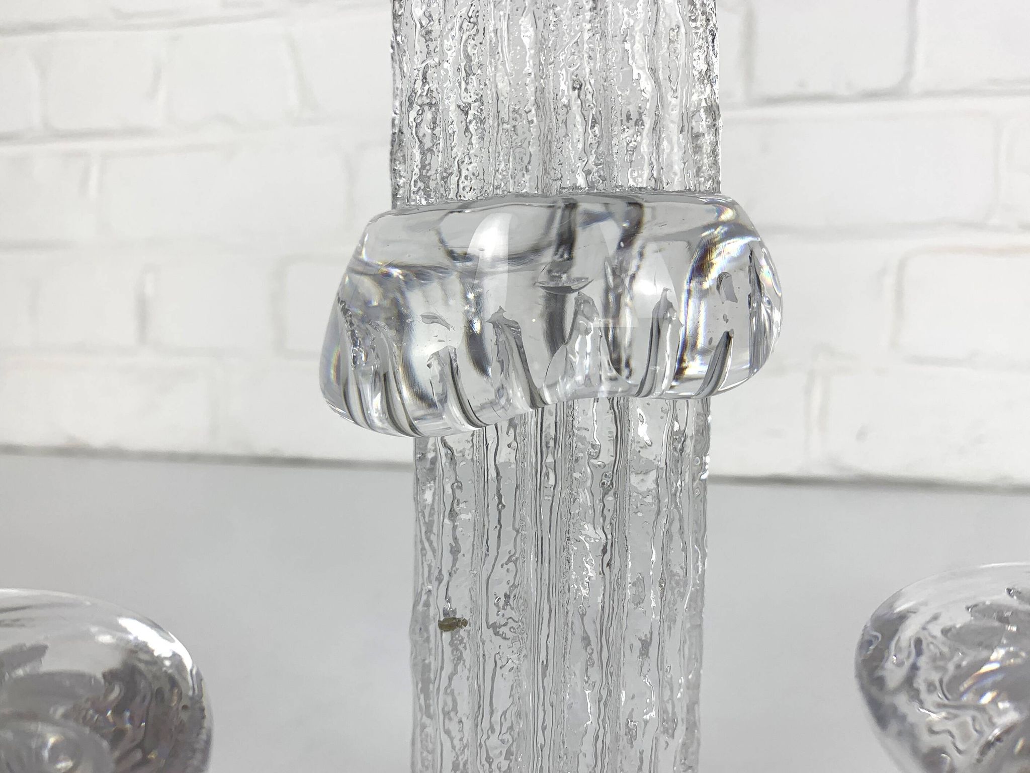 Glass candle holders by Göran Wärff for Kosta Boda, Sweden, 1970s.