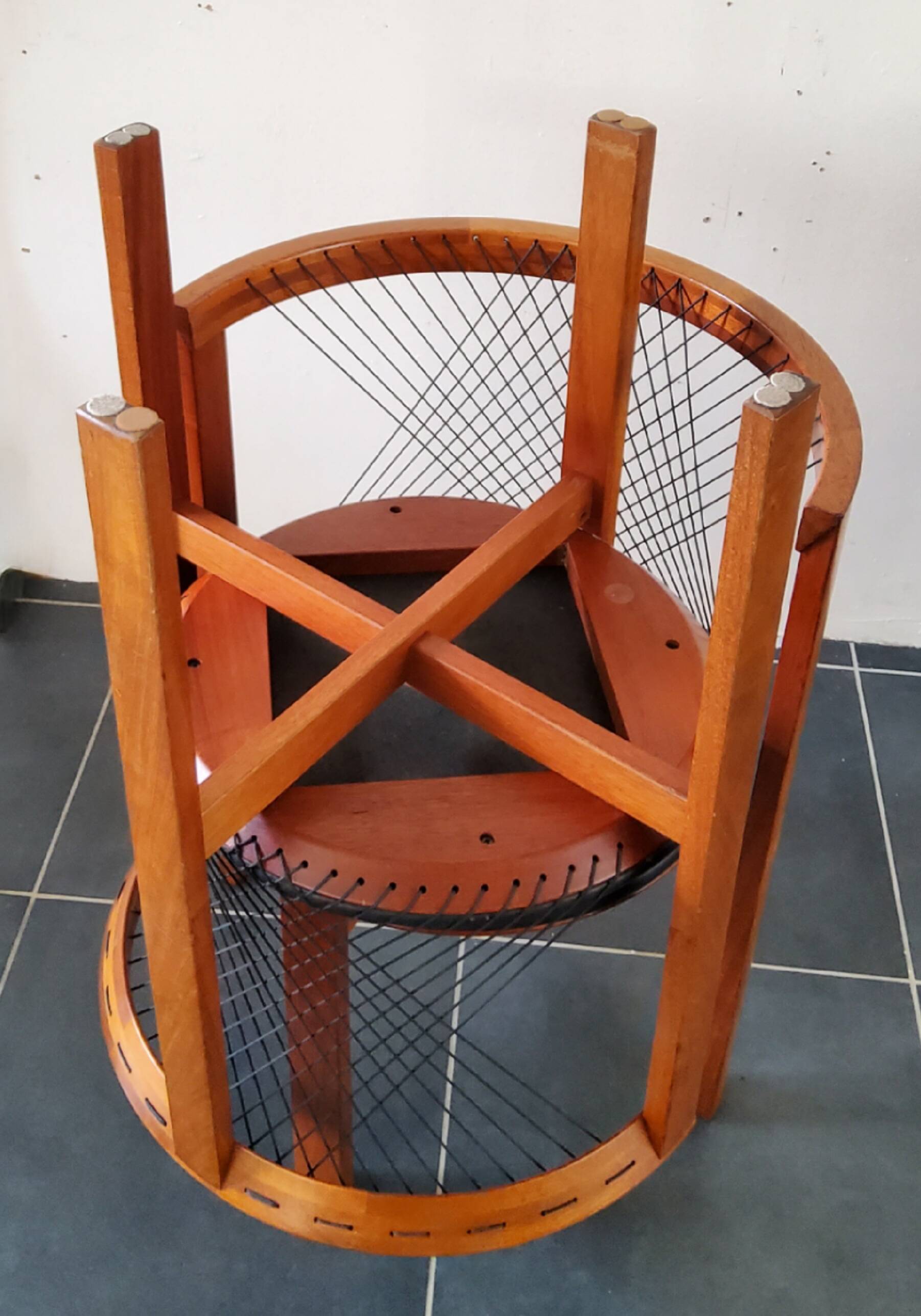 Niels Jorgen Haugesen String wood and leather chairs for Tranekaer, Denmark