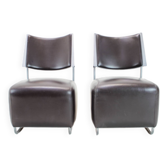 Leather Armchairs "Oskar" by Harri Korho for Inno, 1990s