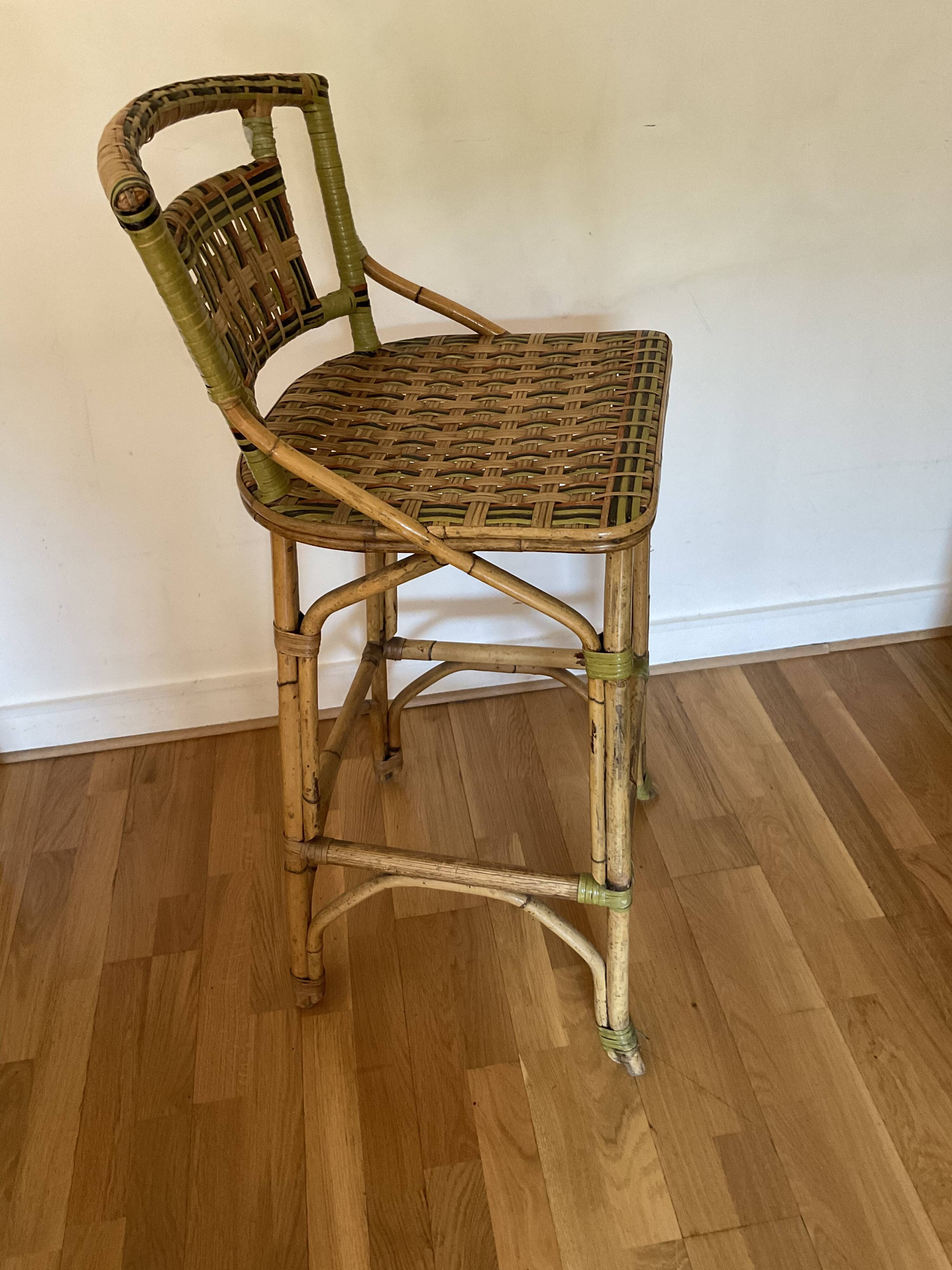 Rattan and bamboo stool