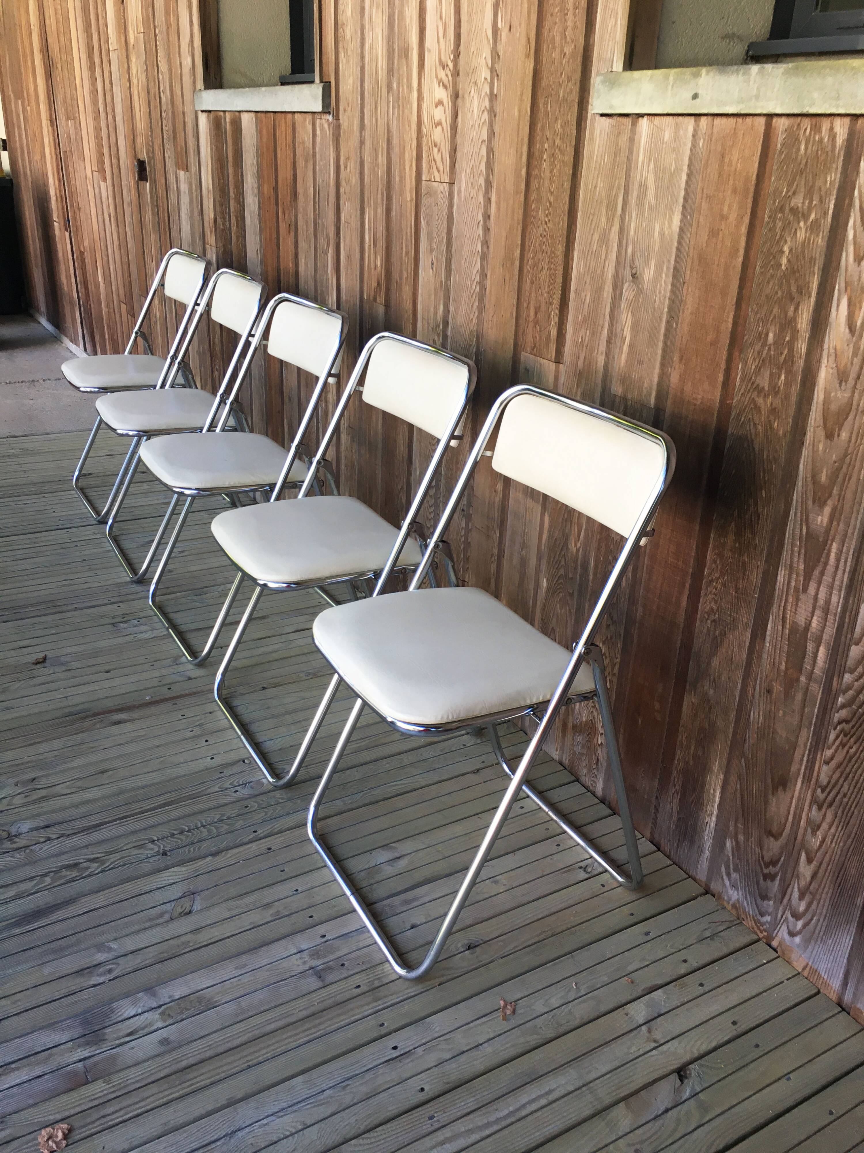 Set of 5 folding chairs 1970 chrome