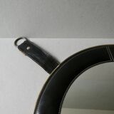 leather mirror, saddle stitching, 60s