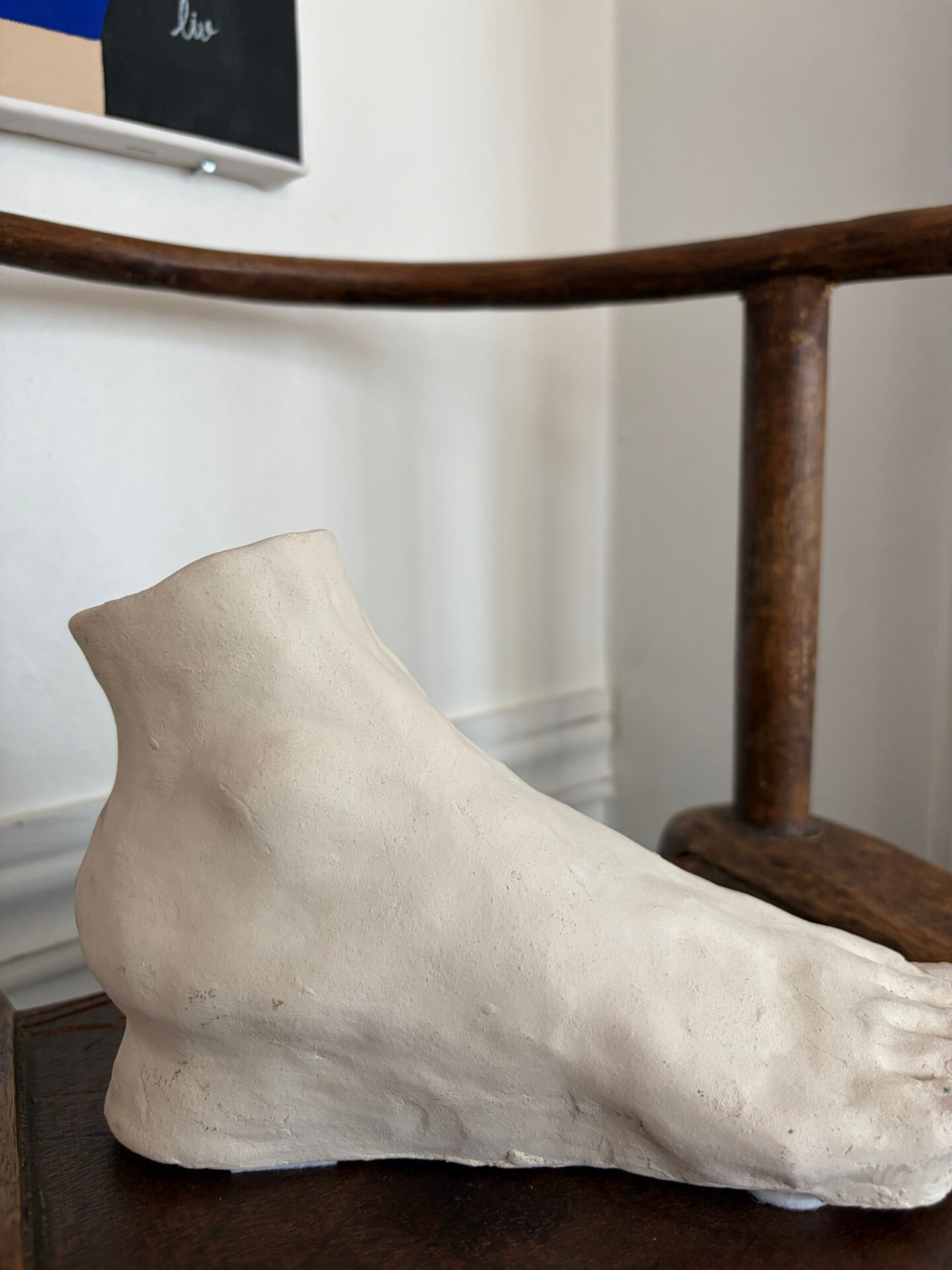 White plaster foot cast