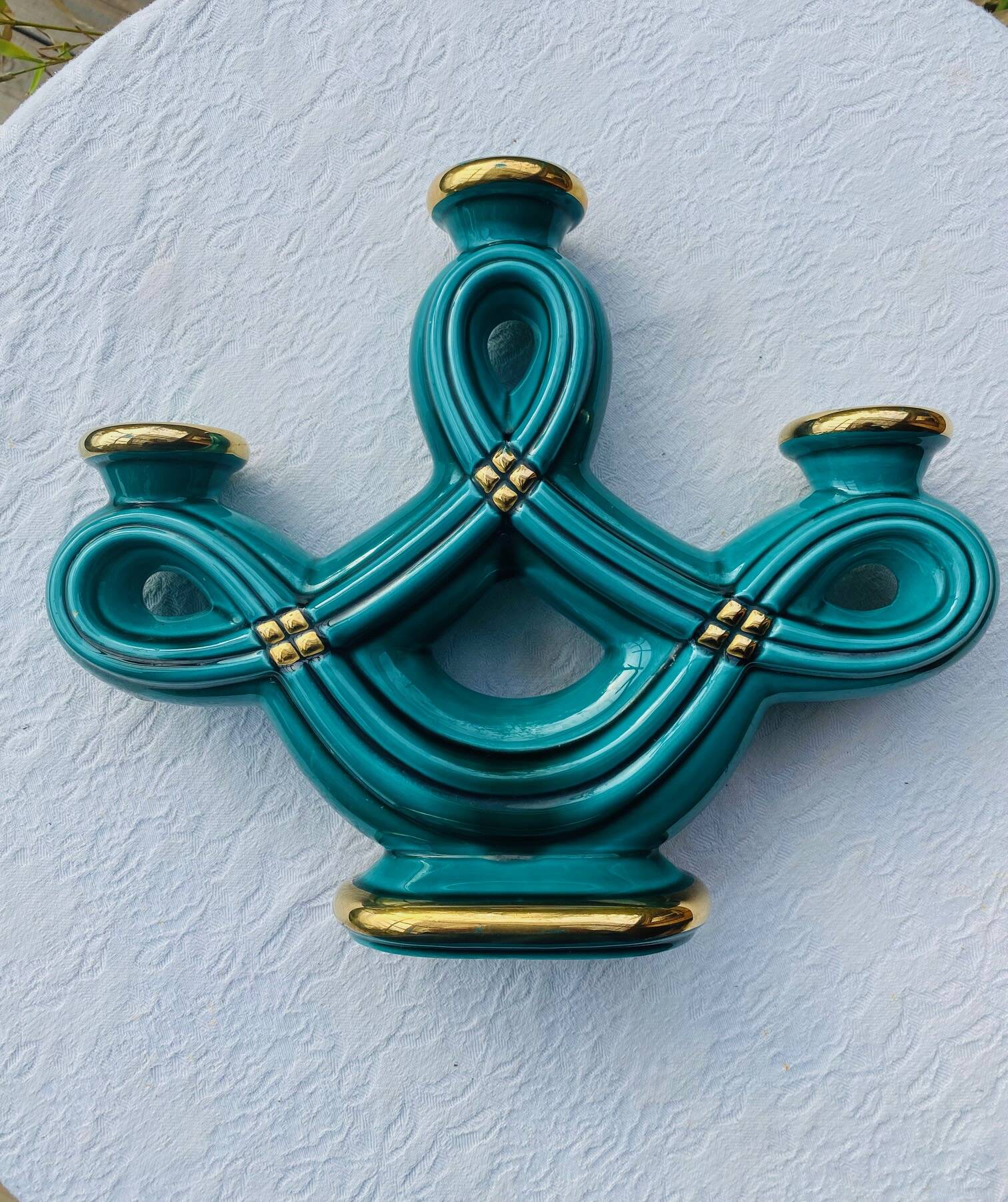 Triple ceramic candlestick Art Deco