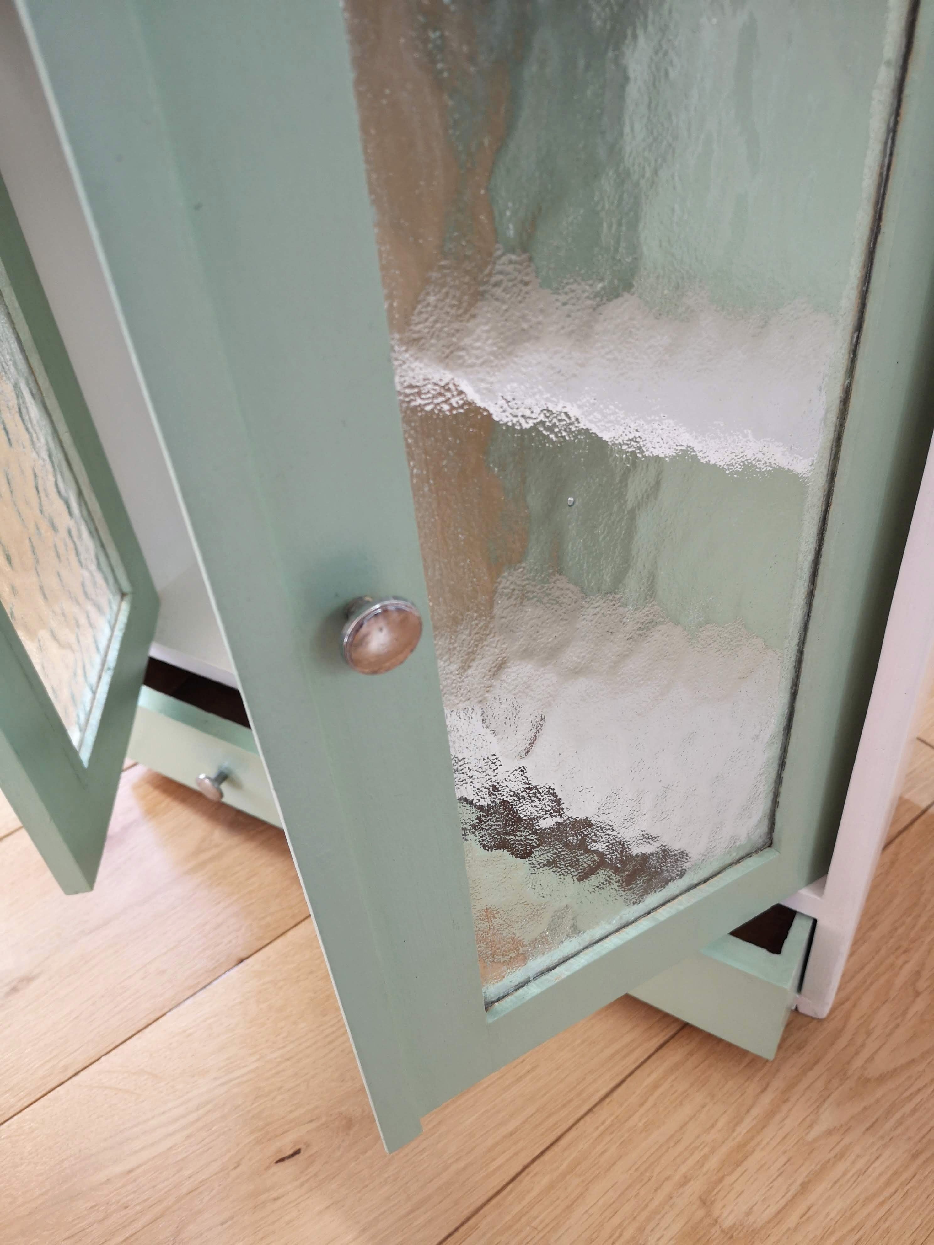 50s vintage medicine cabinet white celadon wood of poplar