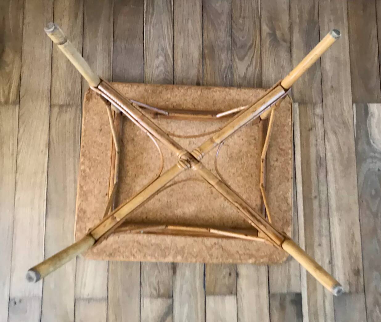 Table basse en rotin et bambou années 60