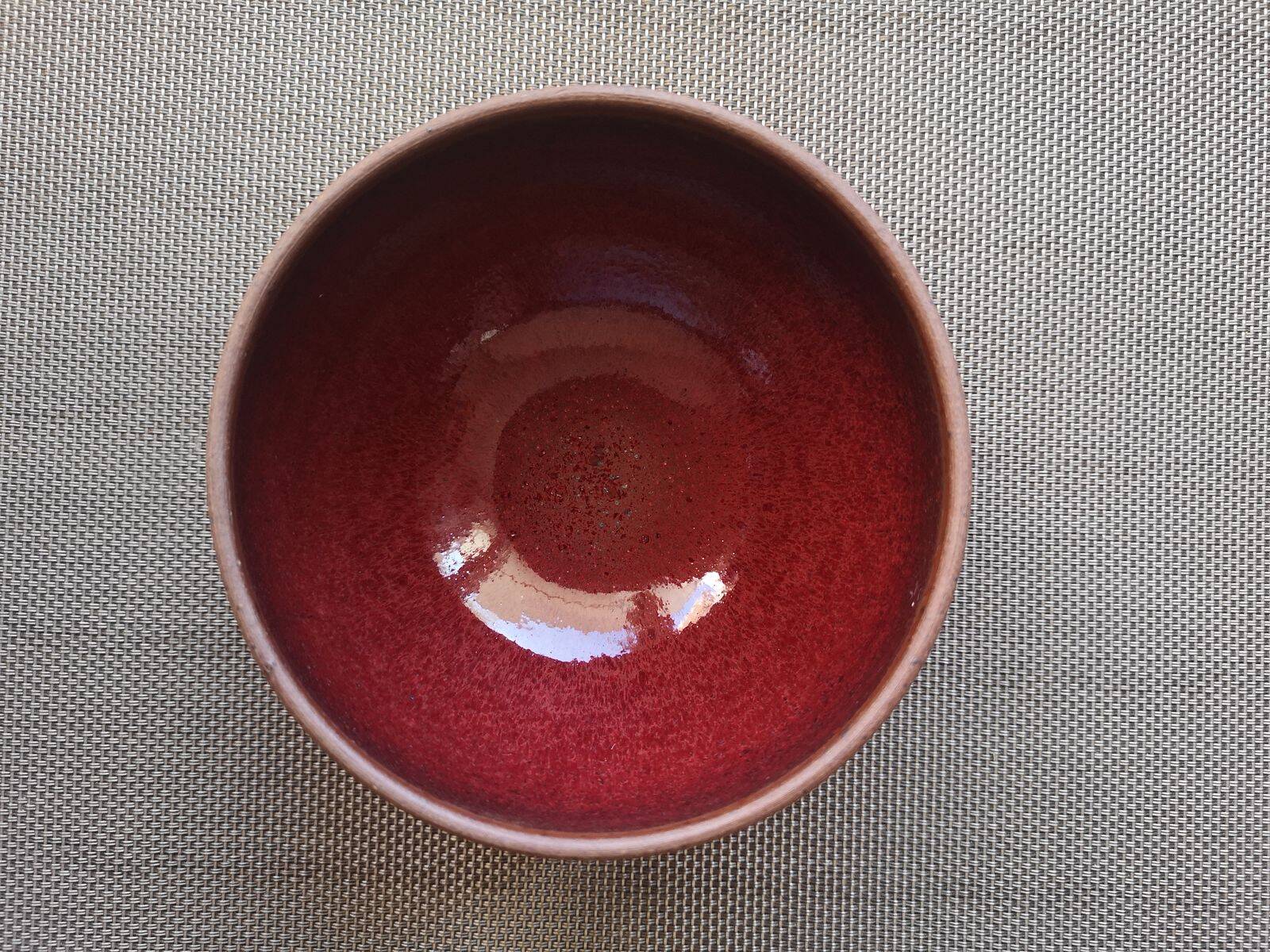 Chamotte terracotta bowl - Enamelled interior