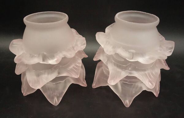 Paire de tulipes en pâte de verre couleur rose pâle