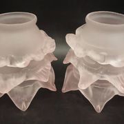 Paire de tulipes en pâte de verre couleur rose pâle