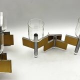 Mid-Century Modern set of eight brass and chrome sconces by Sciolari. Italy 1970s