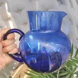 Vintage blue glass pitcher