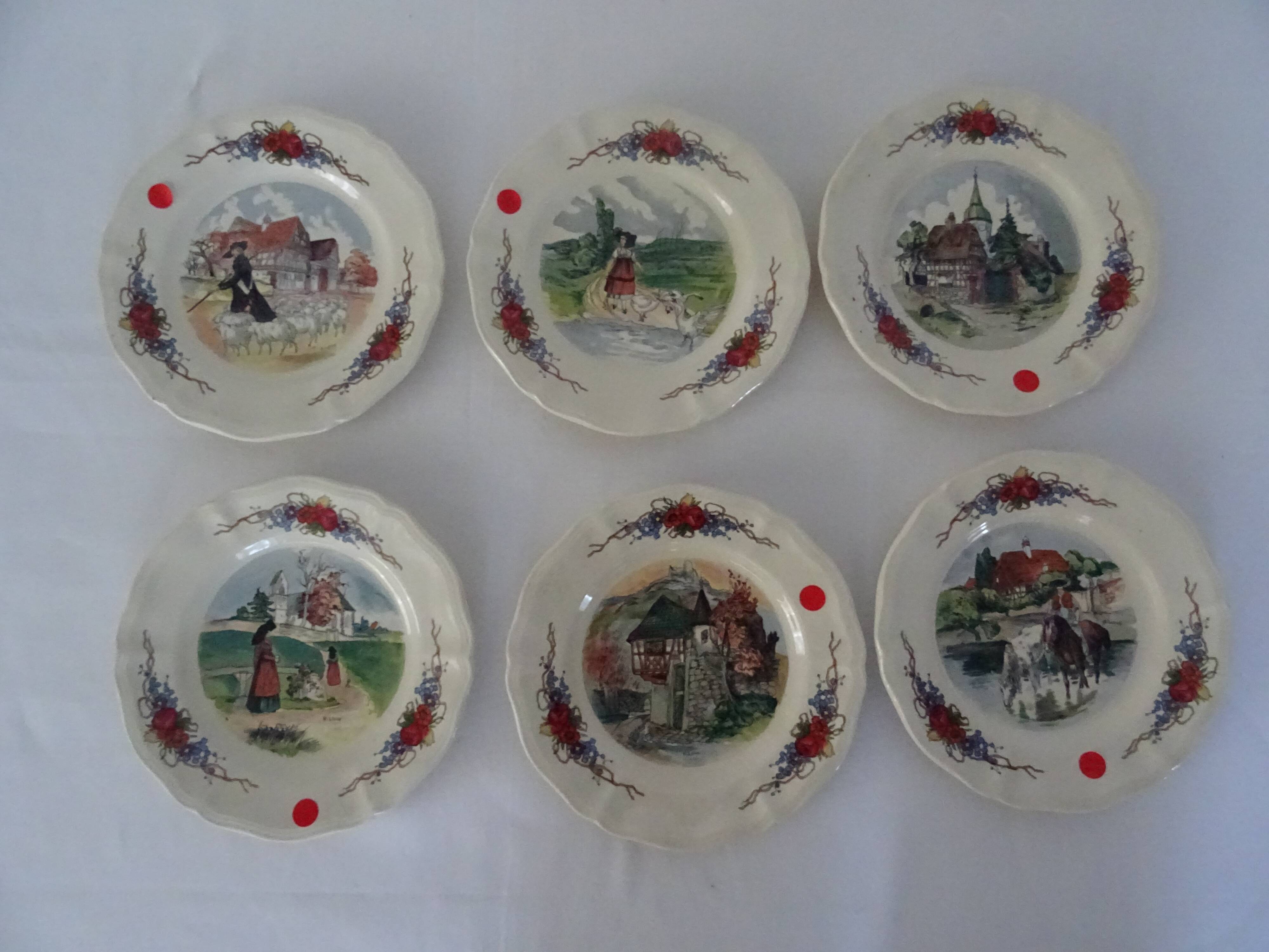 6 dessert plates LOUX Obernai 557112 sarreguemines