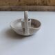 Vallauris grey candle holder with pink flowers, signed.