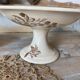 Sepia ironware compote dish, antique fruit bowl.