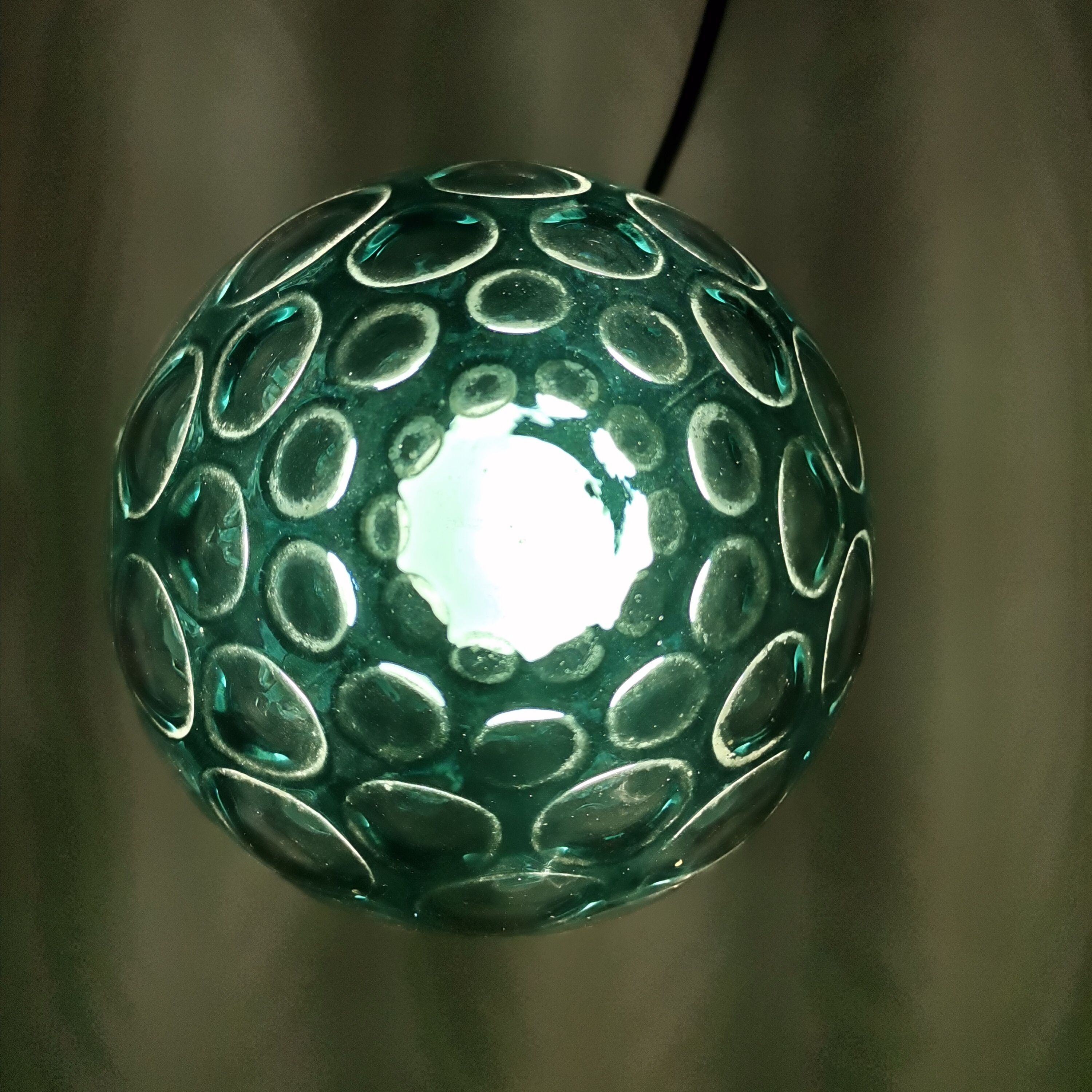 Mid century modernist green blue bubble glass lamp