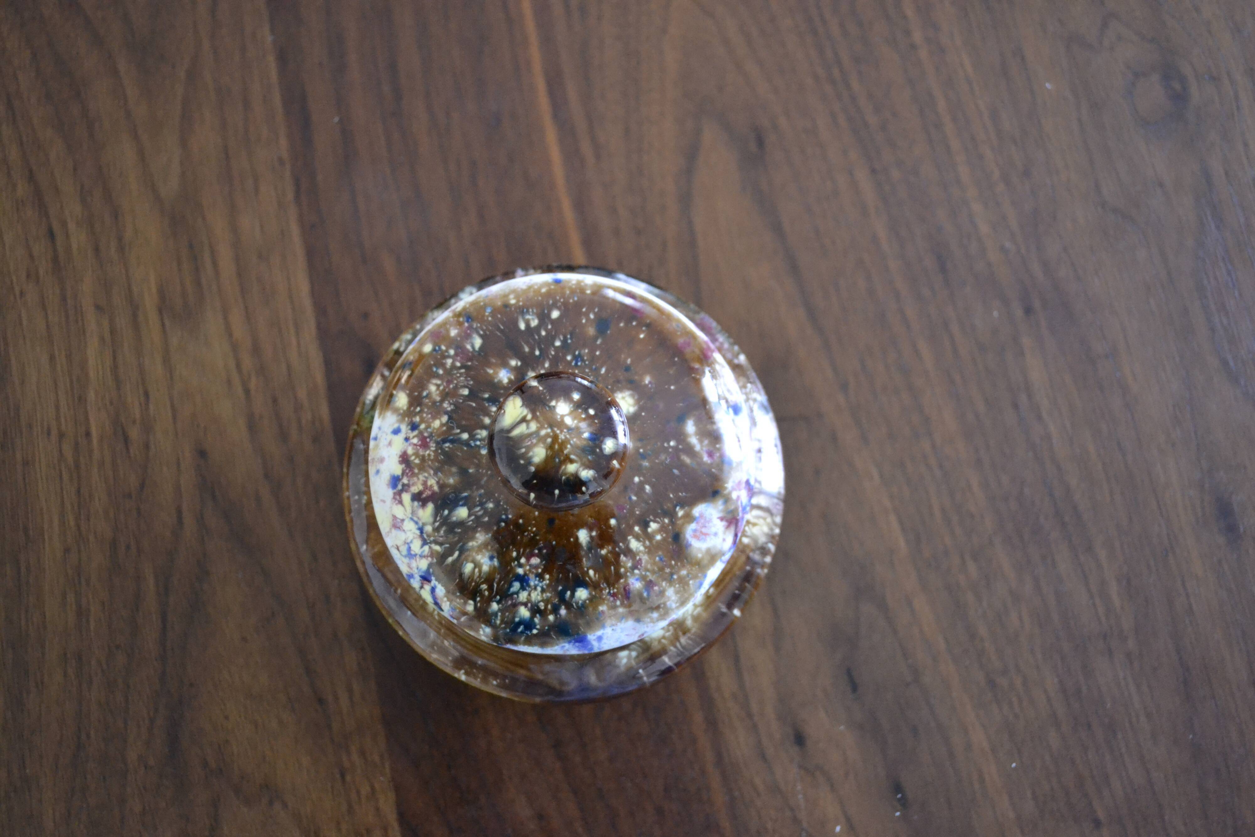 Glazed sandstone sugar bowl Morvan Gaston Gambir 1950