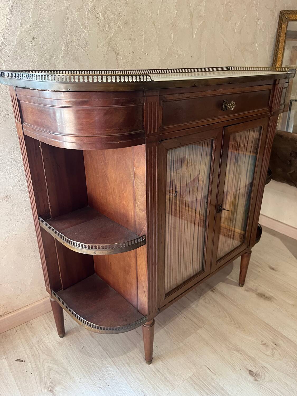 Antique marble and wood sideboard