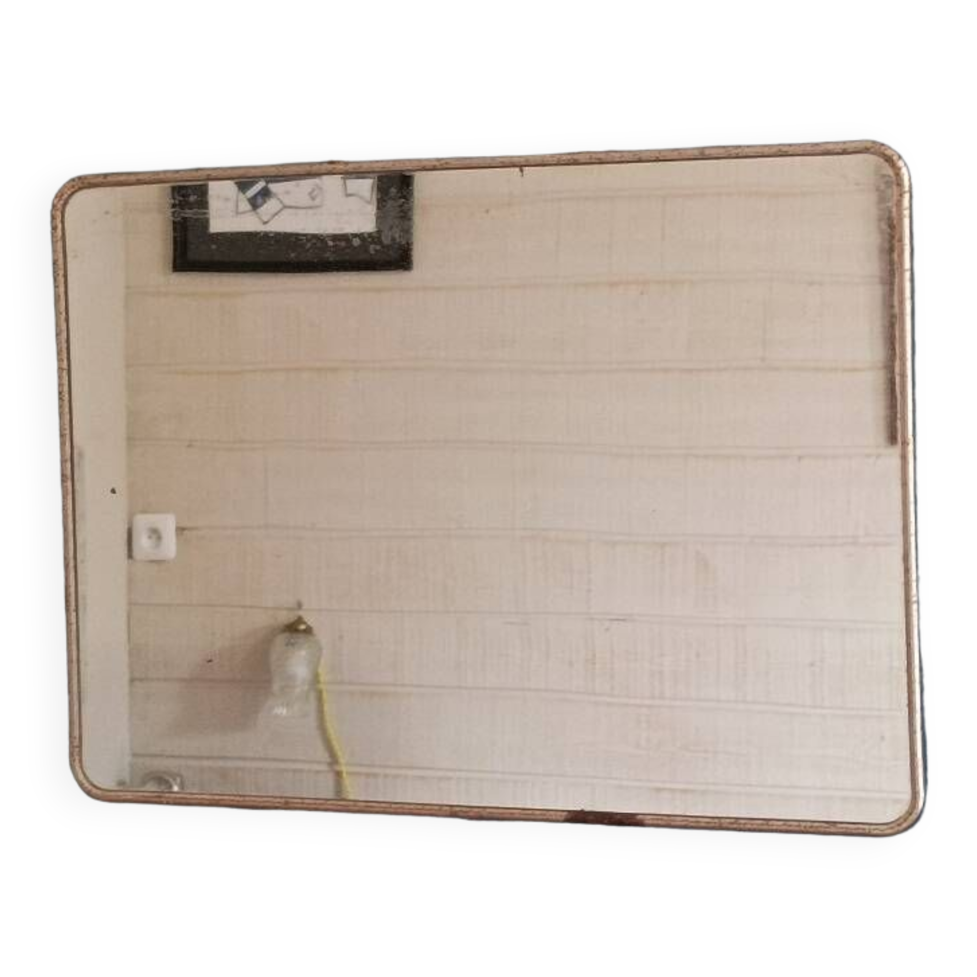 Barber mirror patinated metal surround