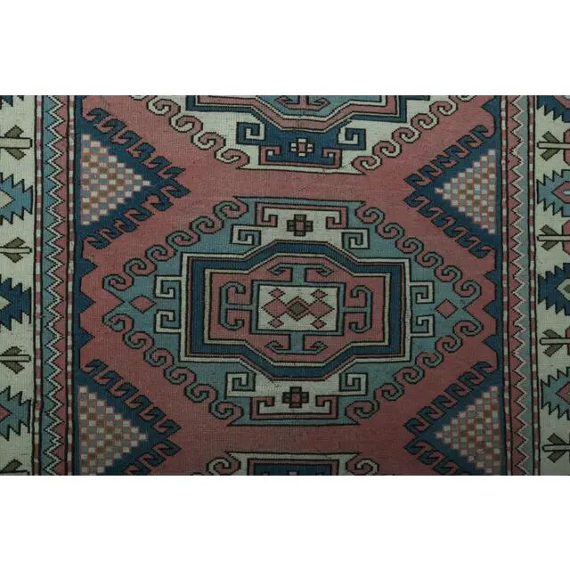 1970s Vintage Turkish Oushak Handmade Wool Cotton Pink Area Rug  192x256