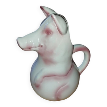 Grand pichet cochon en faïence – Saint-Clément France, état exceptionnel