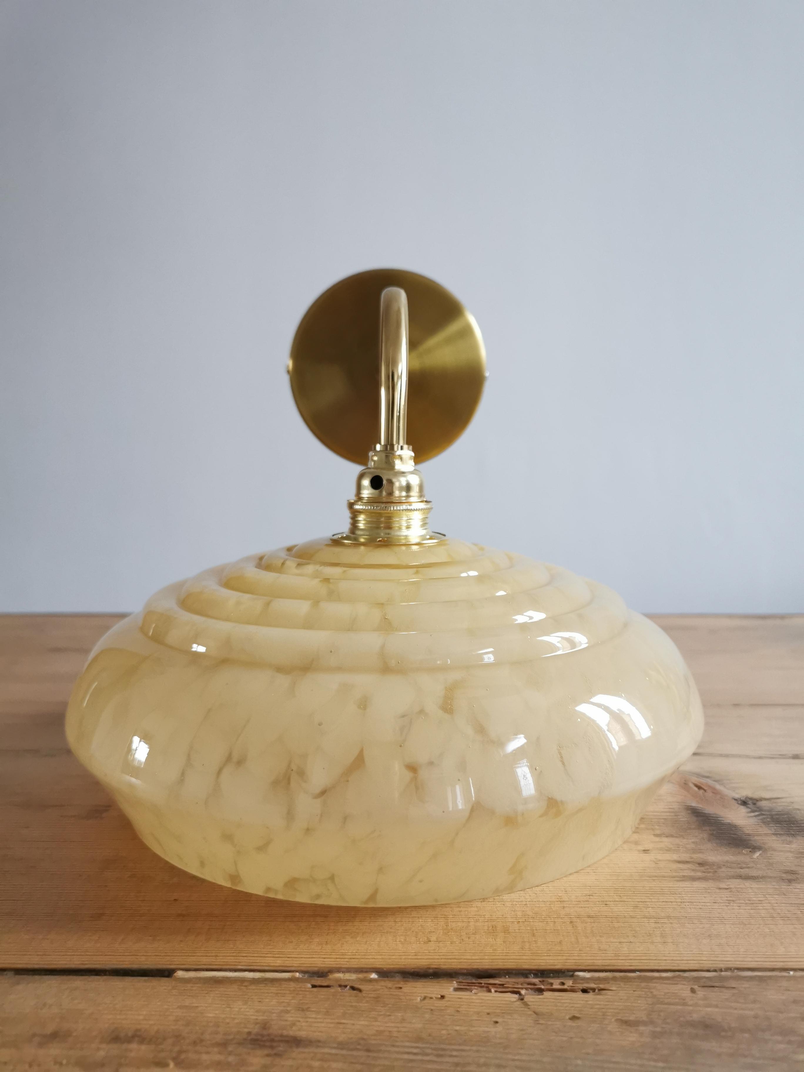 Vintage lampshade wall lamp in yellow Clichy glass