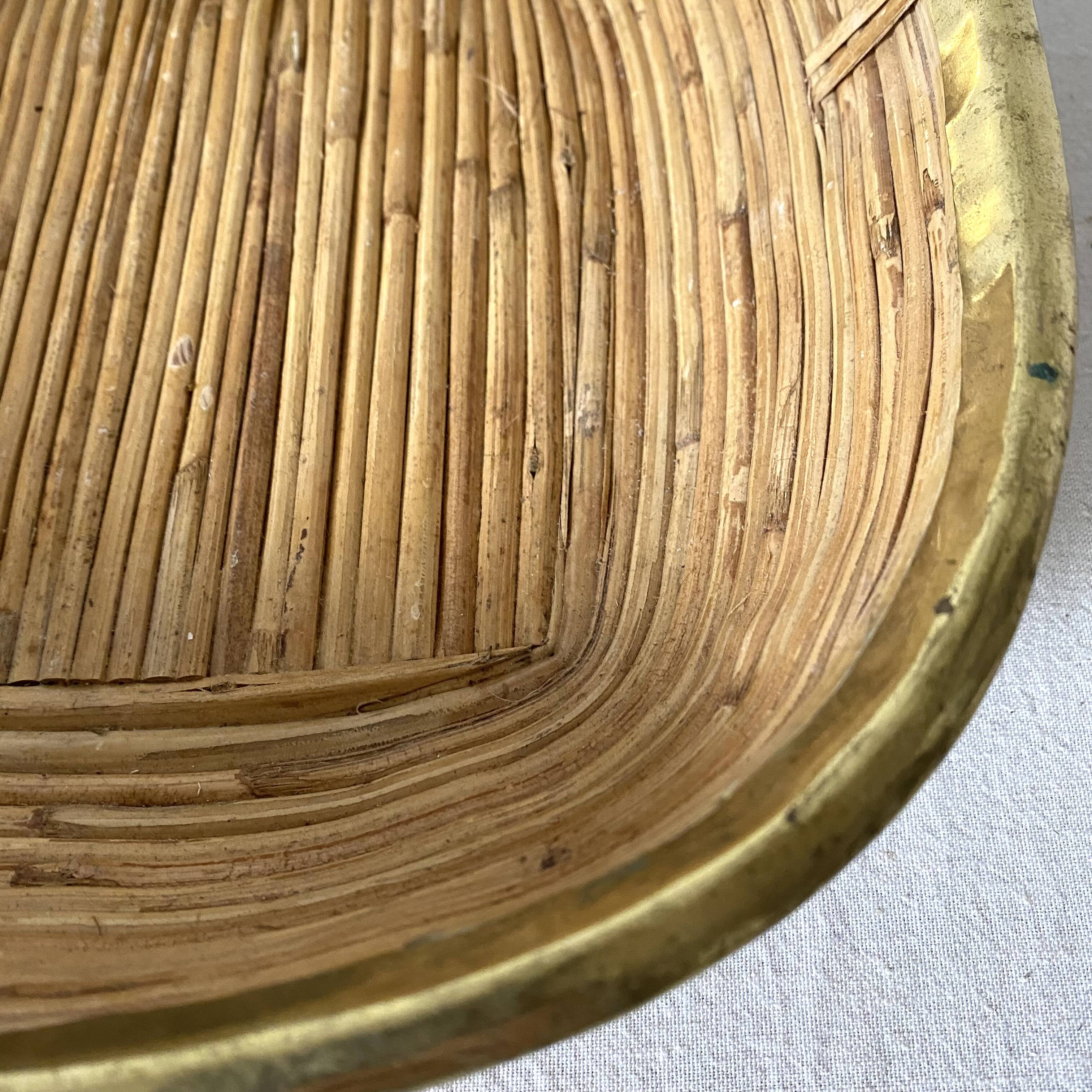 Rattan and brass basket 1960