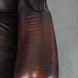 Cowhide leather Chesterfield wingback armchair in classic English style