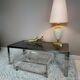 Table basse chromée et verre fumé années 70