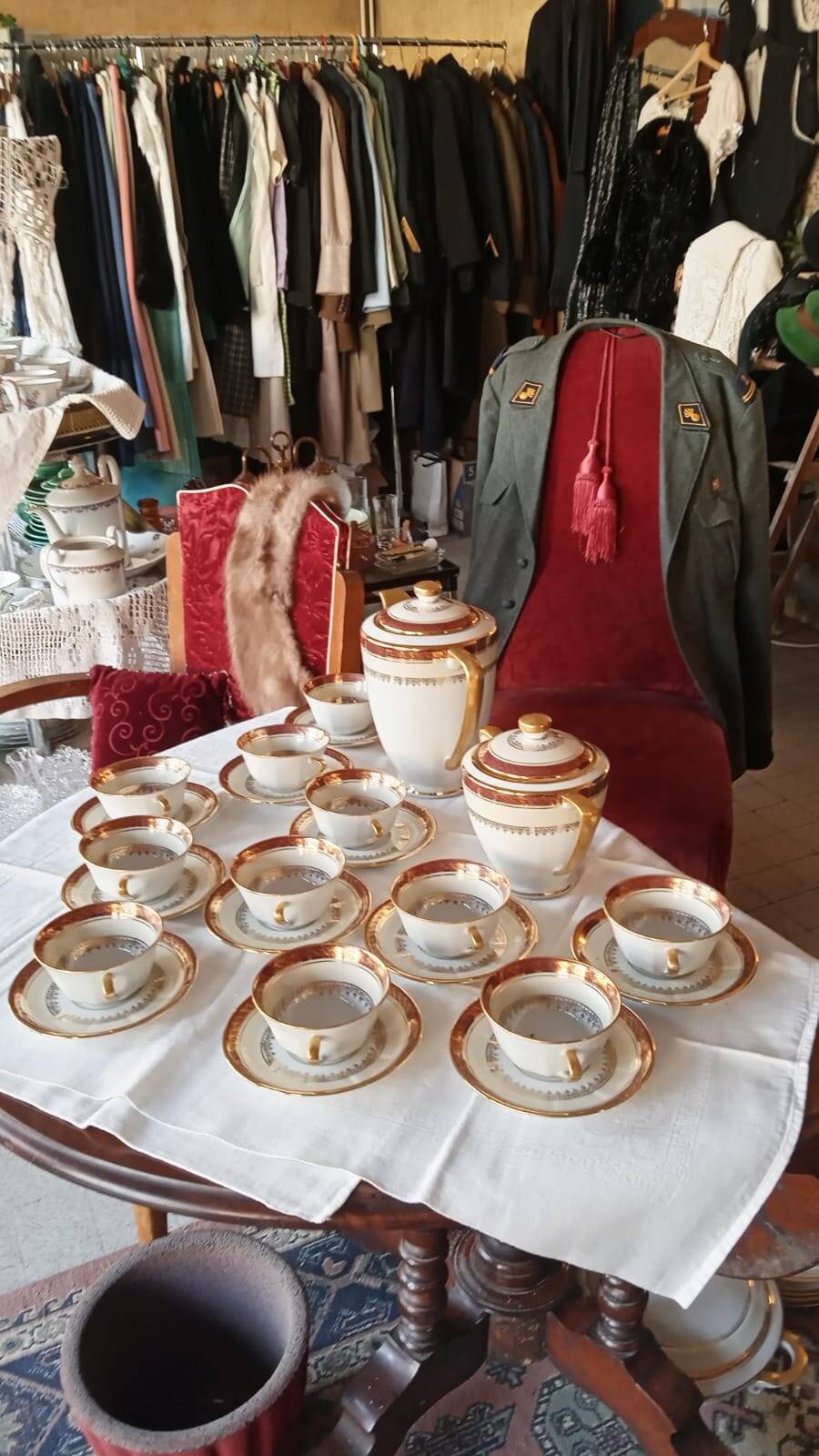 Vilatte Limoges Porcelain Coffee Service 13 Pieces, 11 People 1950