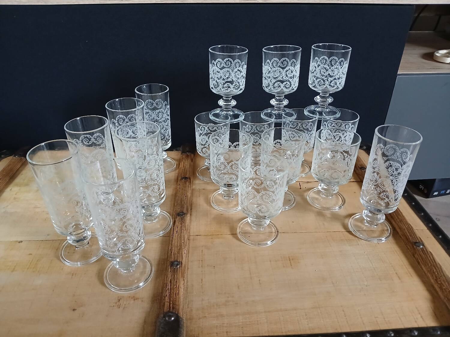 7 vintage wine glasses