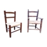 Set of old wooden children chair and armchair