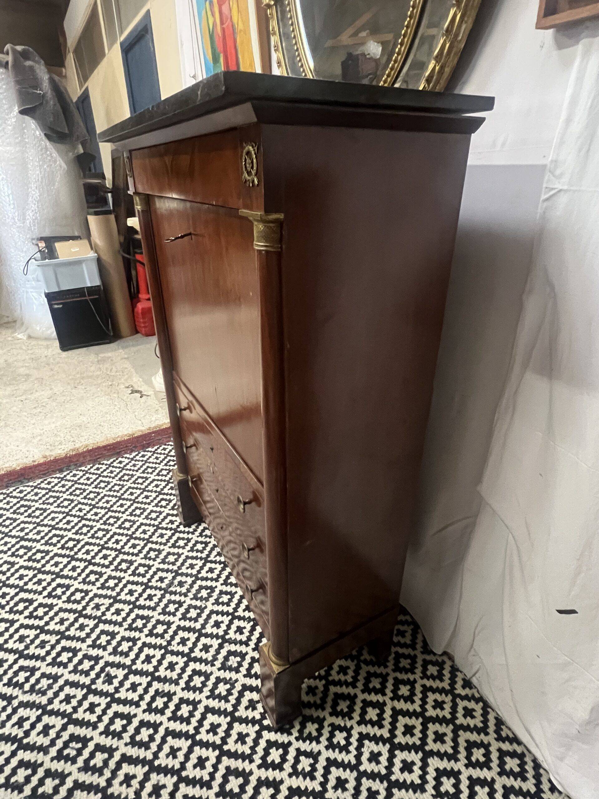 Empire period mahogany secretary, stamped Joseph Kochly, 19th century