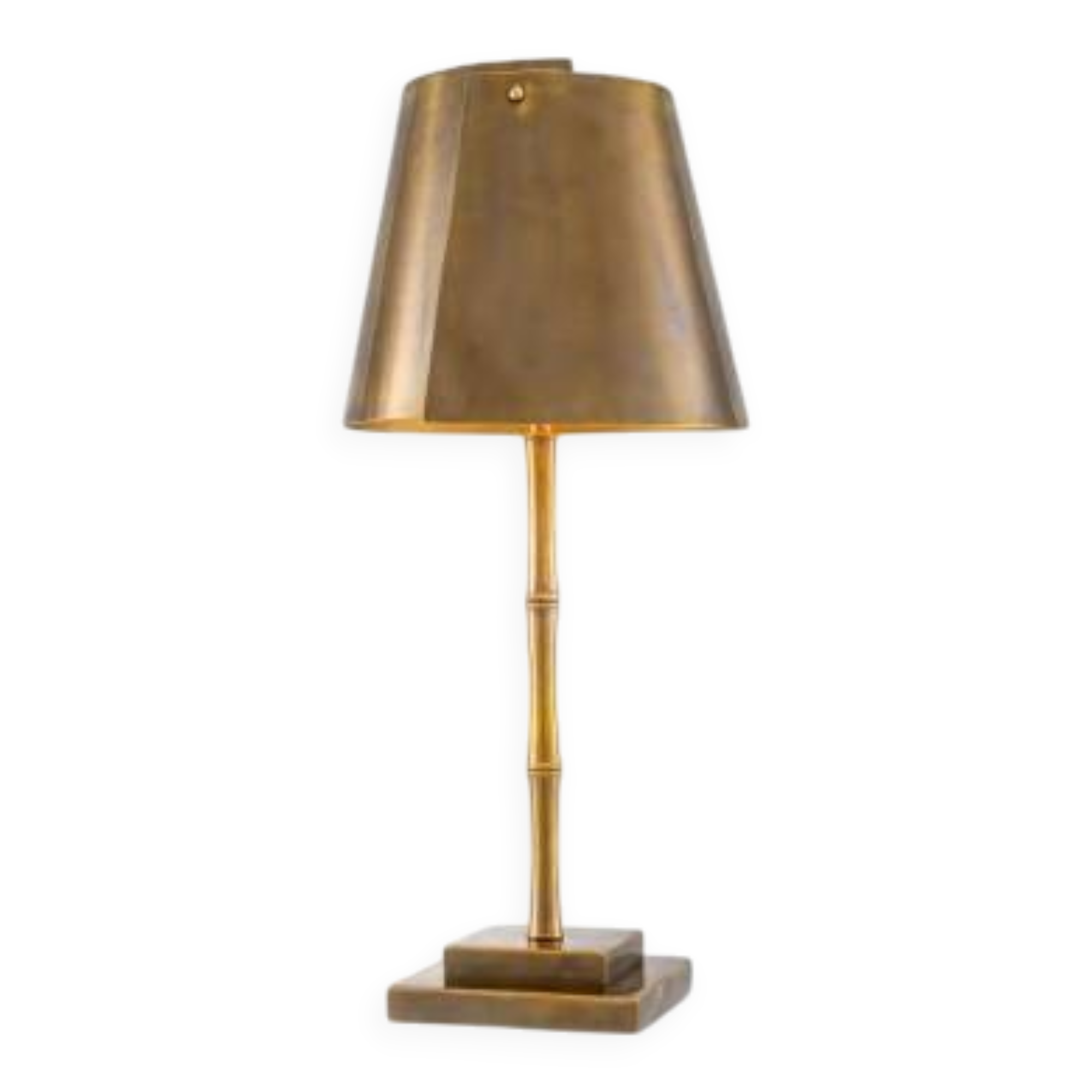 Pair of patinated brass table lamps with bamboo decoration.
