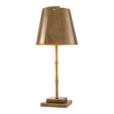 Pair of patinated brass table lamps with bamboo decoration.