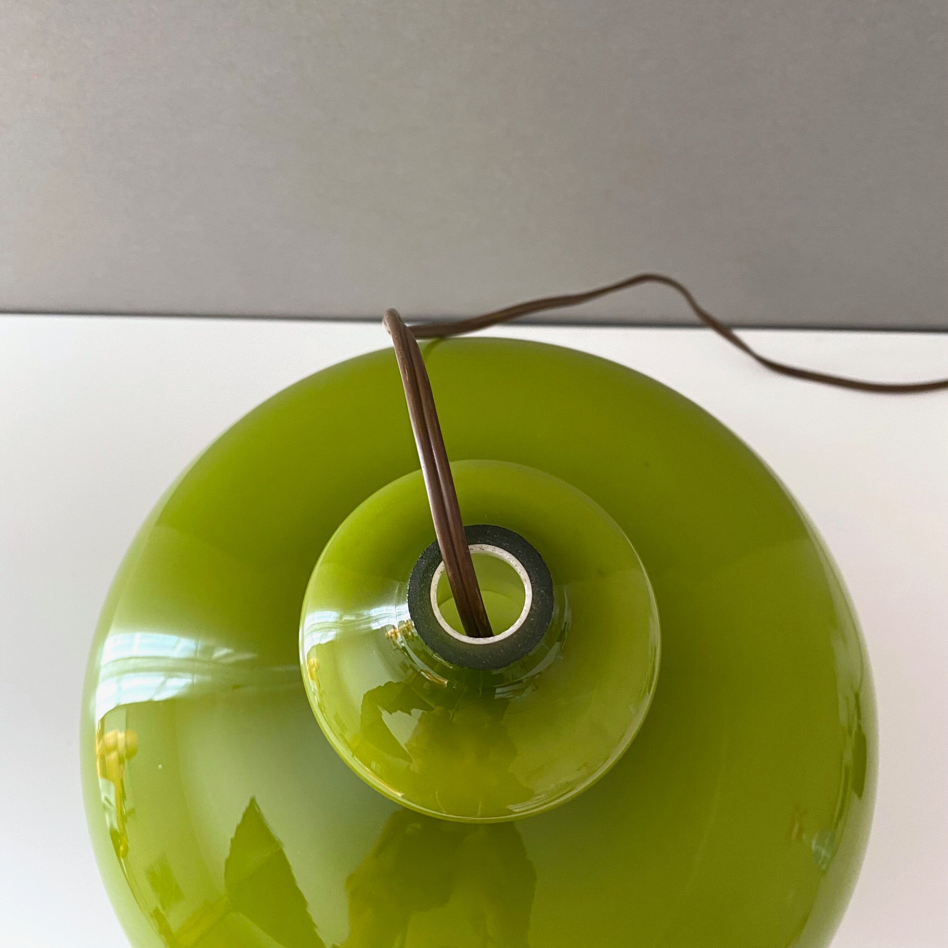 Vintage lamp, green opal glass hanging lamp, mid century interior, scandinavian design, 60's 70's