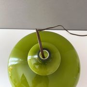 Vintage lamp, green opal glass hanging lamp, mid century interior, scandinavian design, 60's 70's