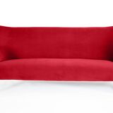 Canapé trois places en velours allemand, années 1960, bordeaux, restauré