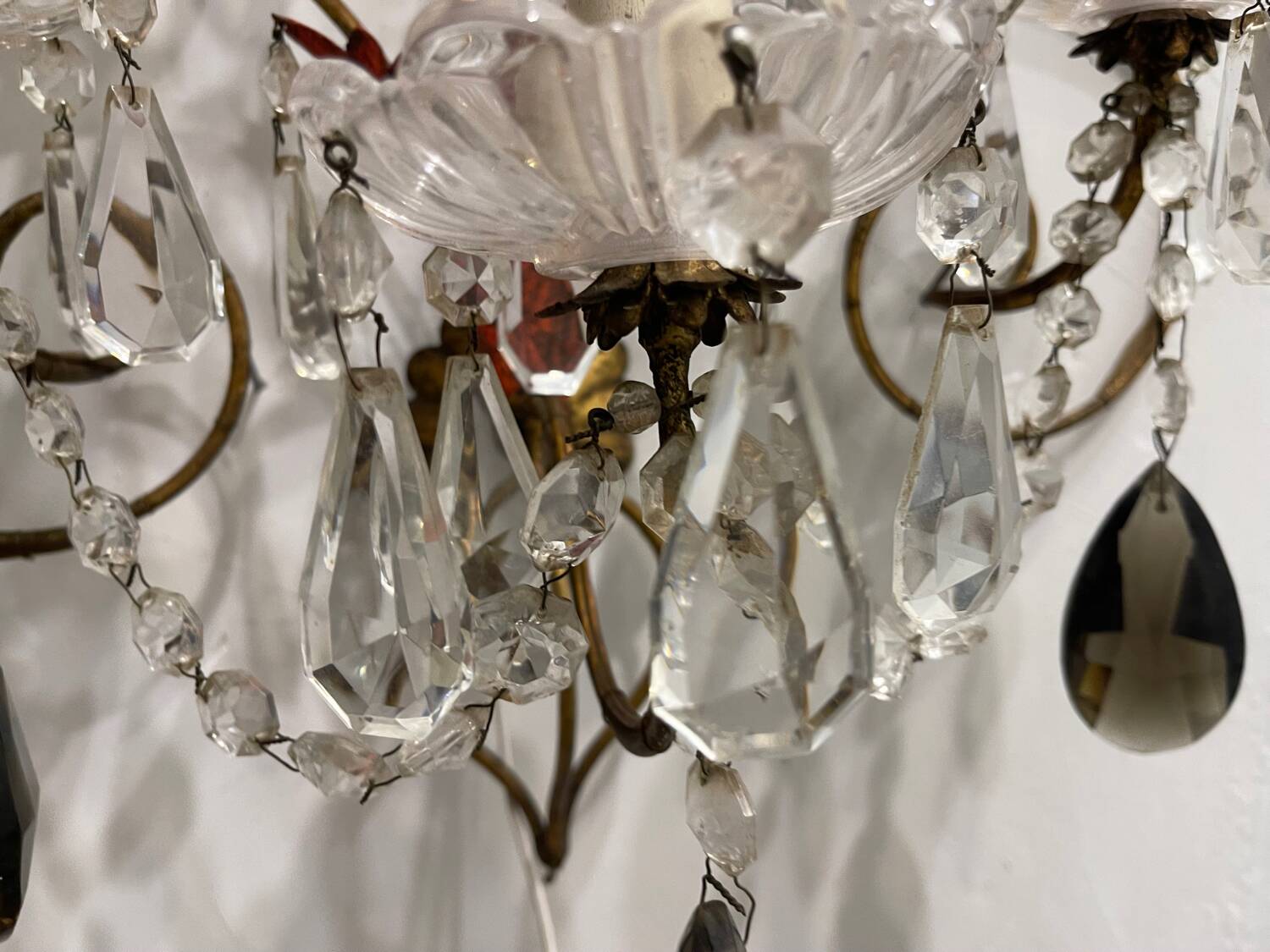 Lot de 2 appliques florentines en cristal Tole des années 1950