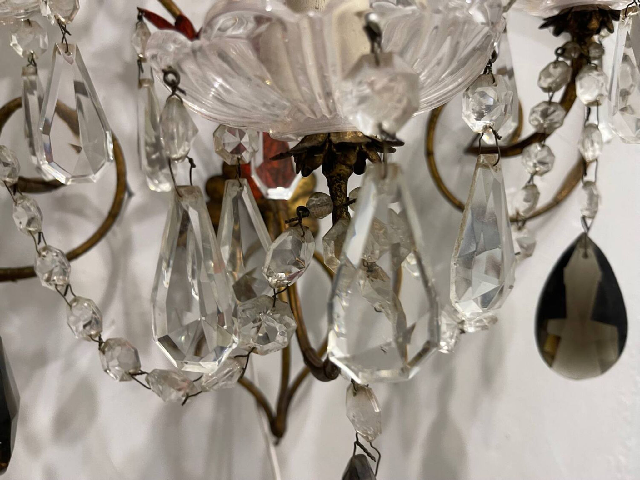 Florentine Tole Crystal Sconces Set of 2 1950’s