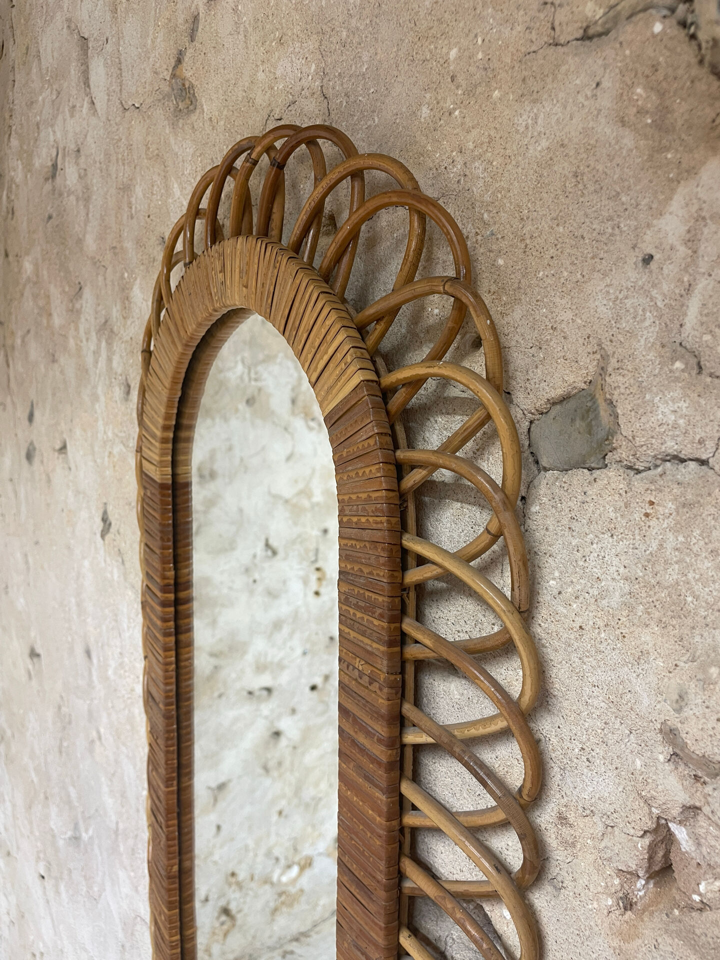 Vintage rattan mirror
