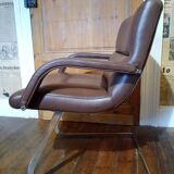 Deux fauteuils cuir et chrome 1970