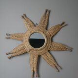 Sun mirror handmade woven straw ethnic bohemian tribal decoration