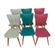 6 vintage 1950 Skaï chairs and wood