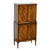 Flamed mahogany and satin drinks cabinet in Sheraton Revival style.