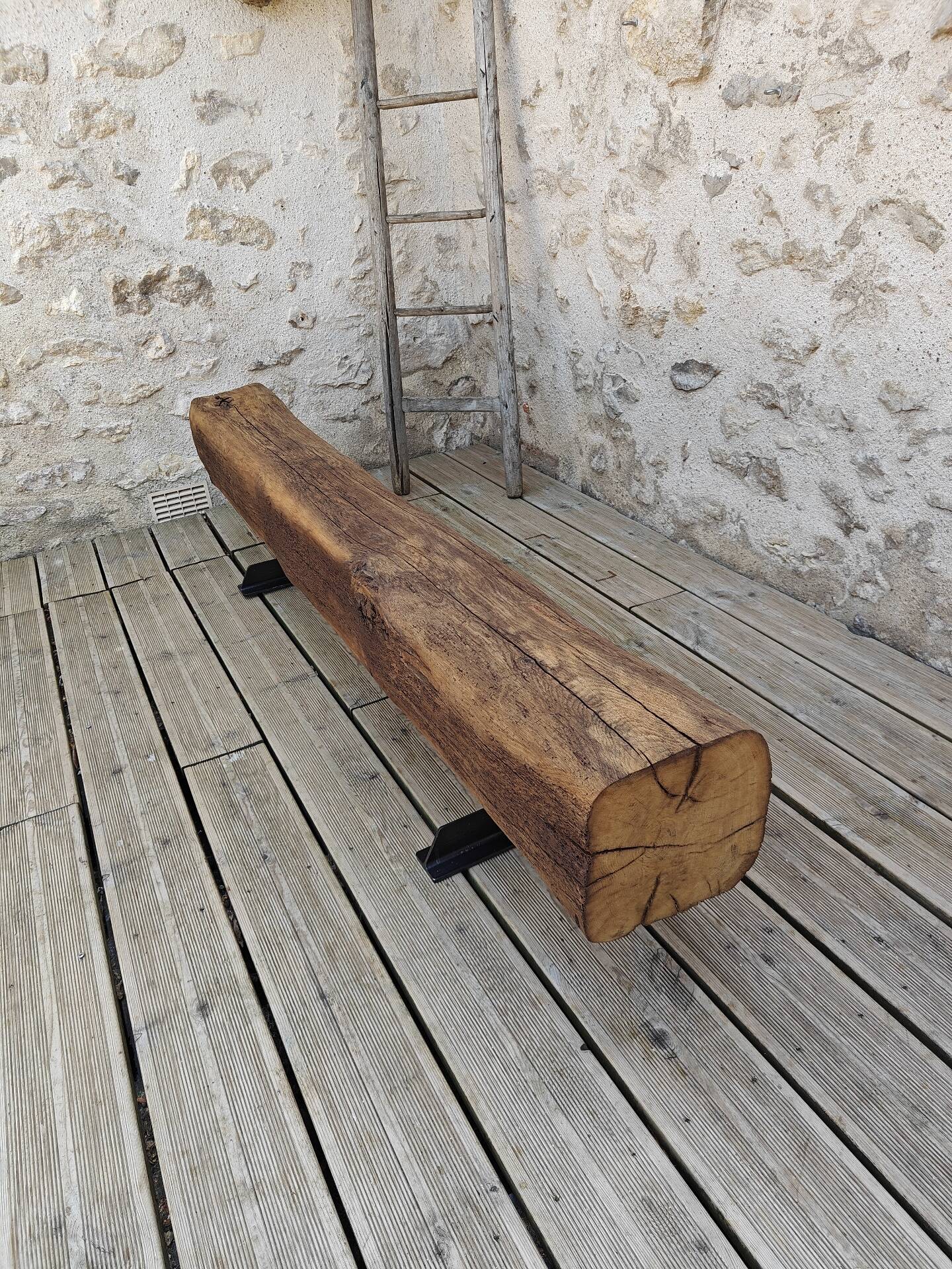 Brutalist oak bench