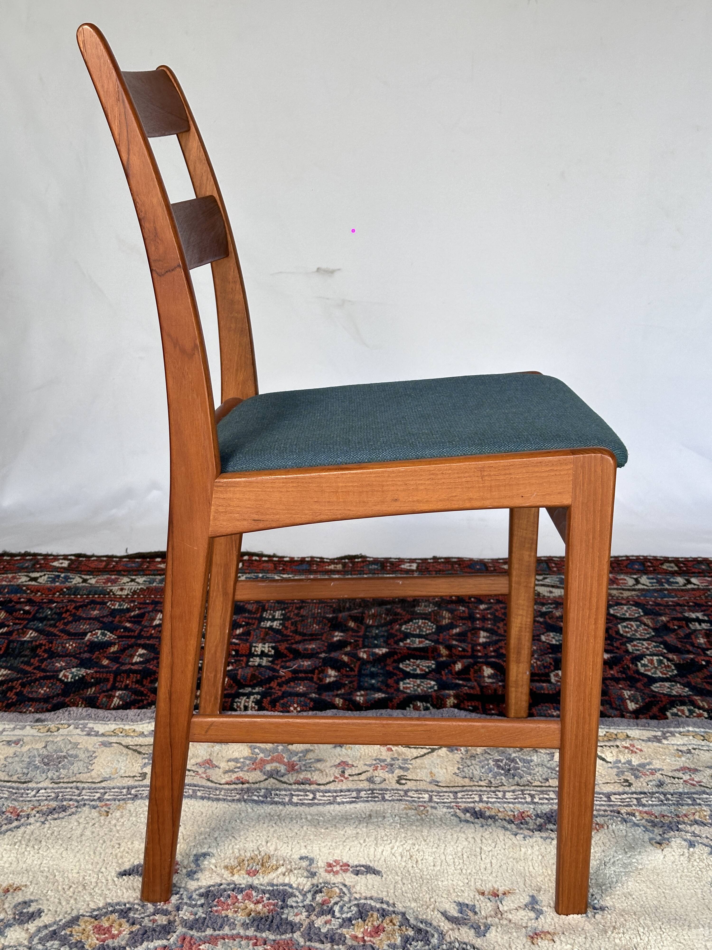 Set of 4 vintage Danish wood and wool chairs by Sax, Denmark 1960s